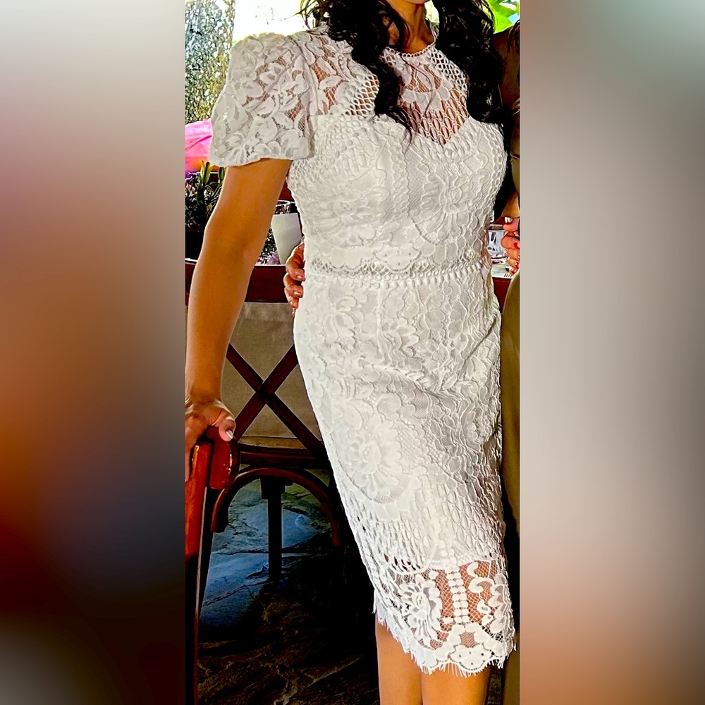 White lace midi dress